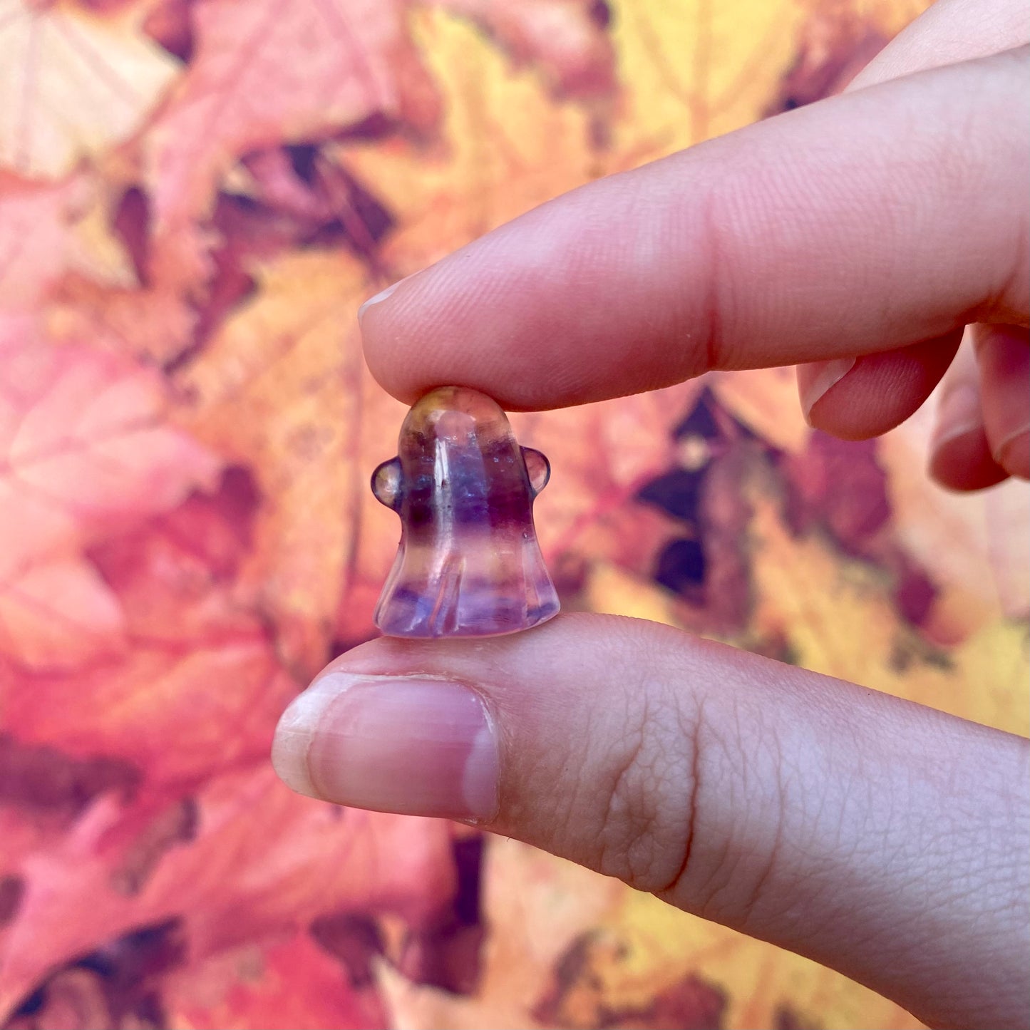 Mini Rainbow Fluorite Ghost Carving