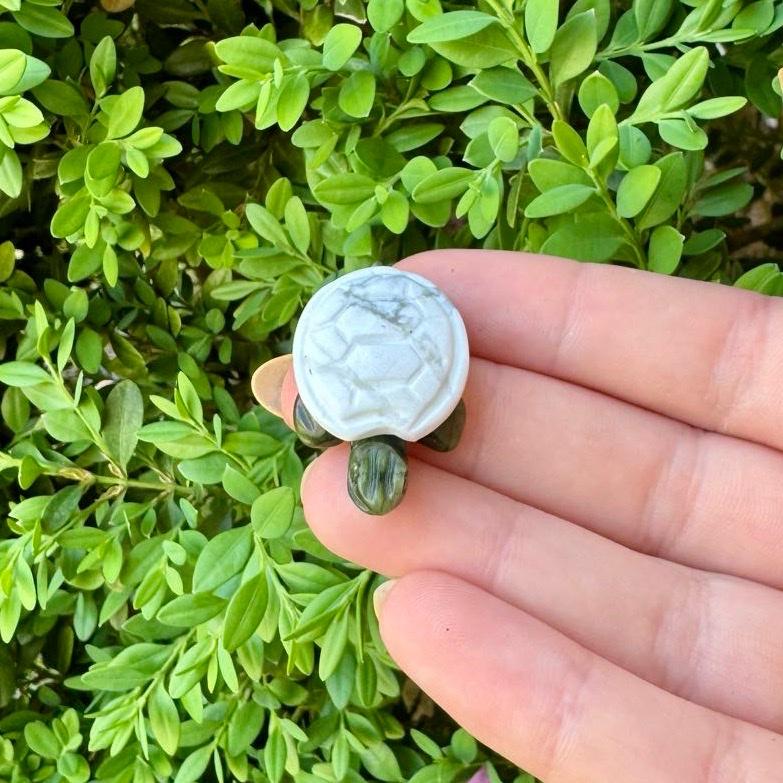 Crystal Turtle Carvings | Serpentine body With other Material Shells