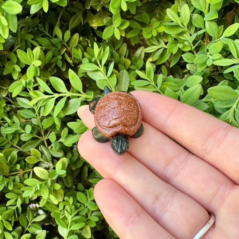 Crystal Turtle Carvings | Serpentine body With other Material Shells