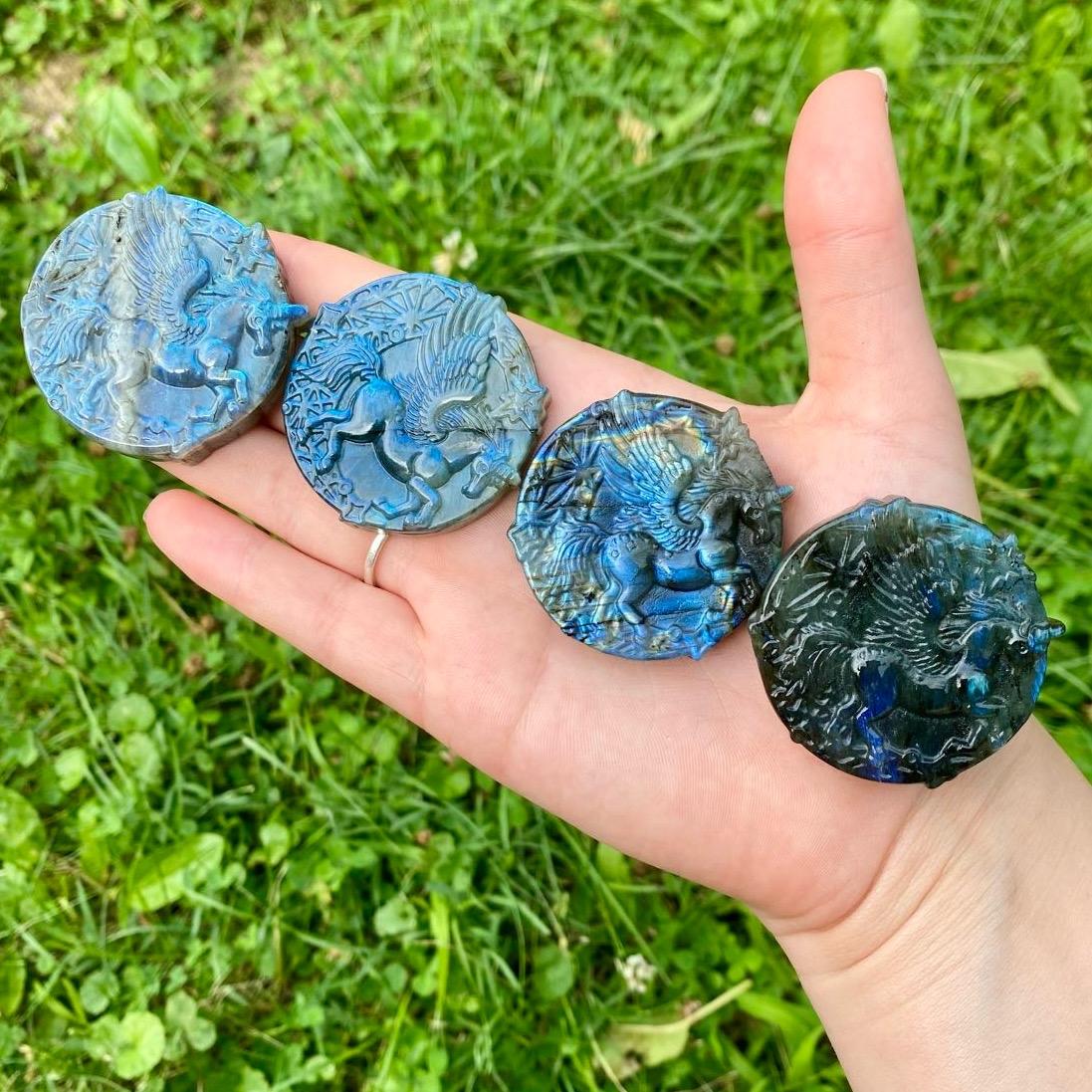 One Labradorite Carving| Fairies| Pegasus| Butterflies