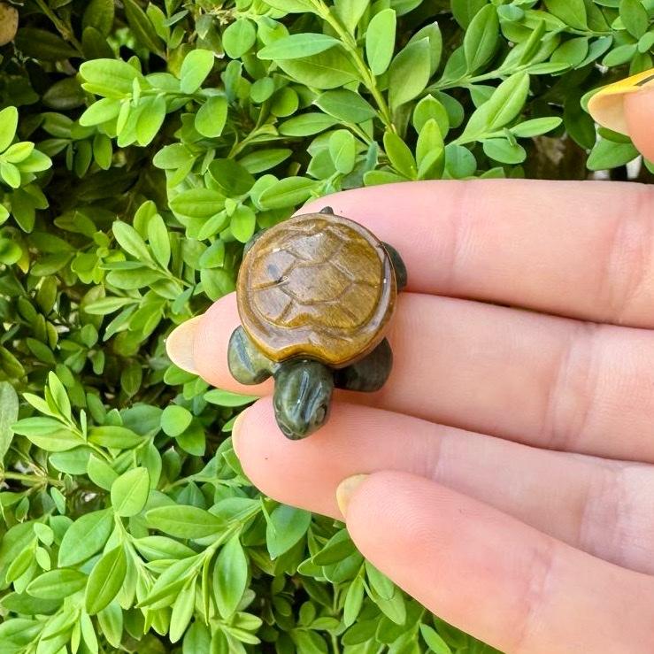 Crystal Turtle Carvings | Serpentine body With other Material Shells