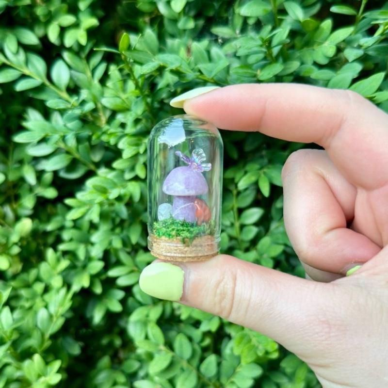 Mini Butterfly Crystal Mushroom Terrariums| Choose Your Mushroom With Matching Butterfly Decor