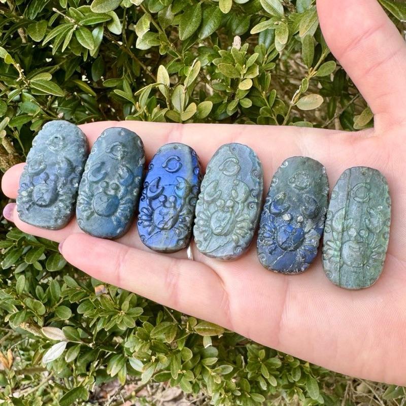 One Crystal Zodiac Flashy Labradorite Cabochons| Lab Carvings| Astrological Sign