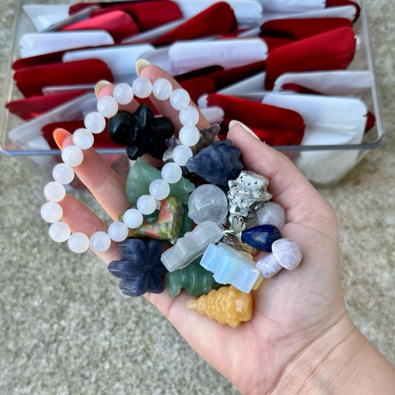 Random Pick Mini Crystal Bags| Possible extra bags| Mini Carvings| Bracelets| Charms