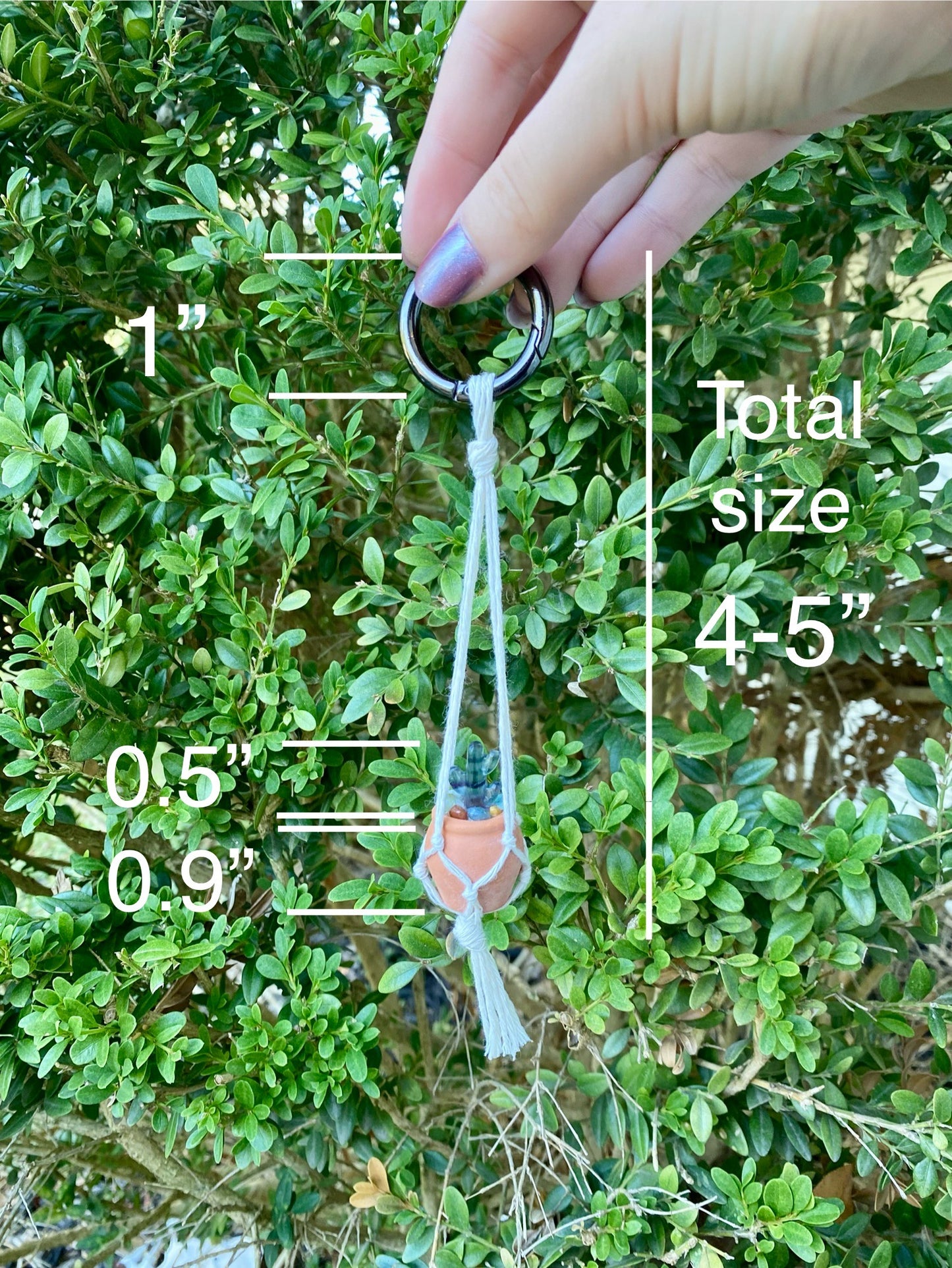 Macrame Crystal Cactus Rear View Car Hanger| Hand Made| Crystals