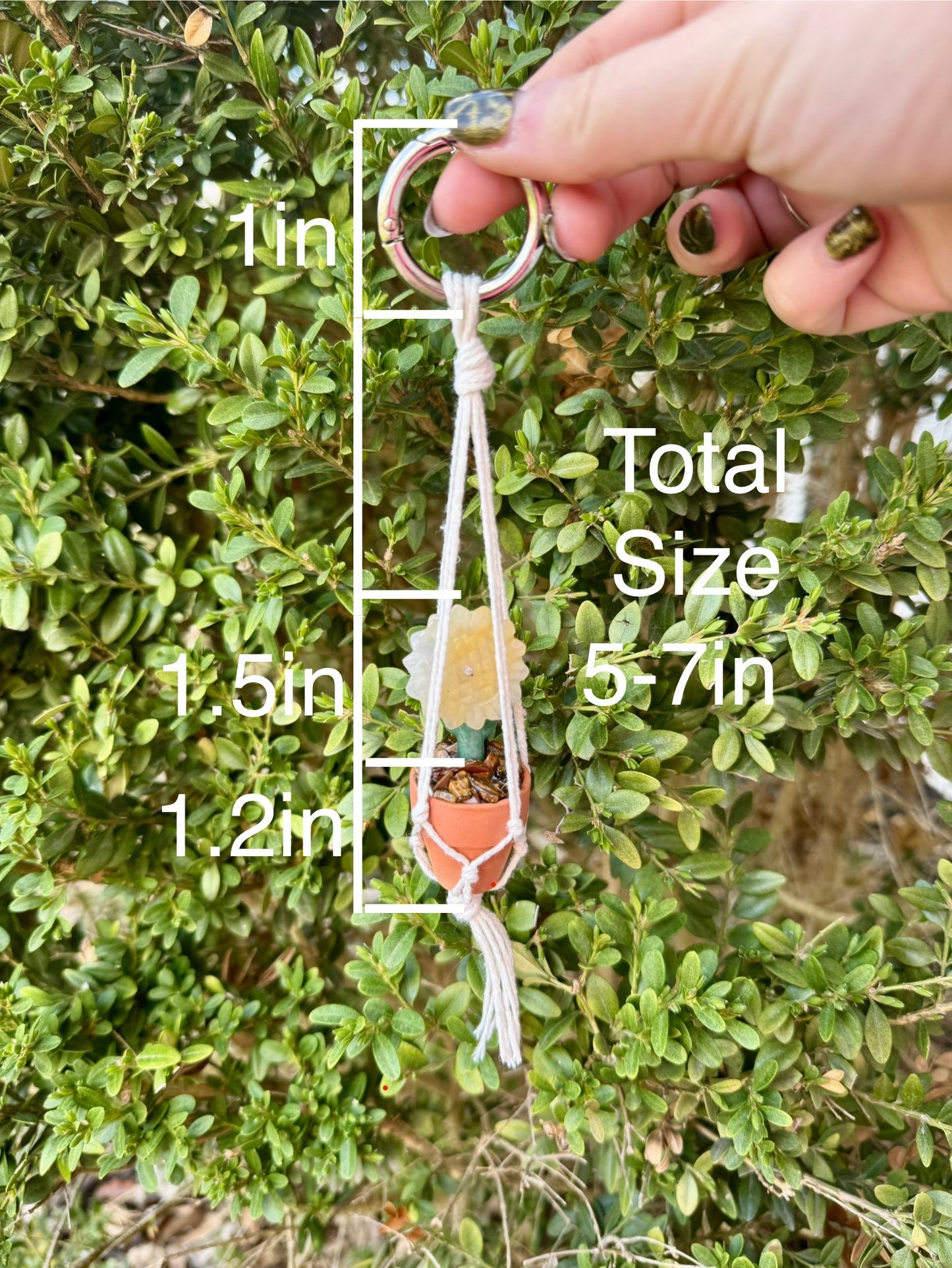 Crystal Sunflower Plant Macrame Hanger| Yellow Aventurine Flower| Green Aventurine Stem| Tigers Eye Dirt