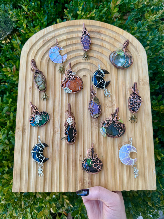 Crystal Wire Wrapped Pendants| Cabs| Halloween| Necklace