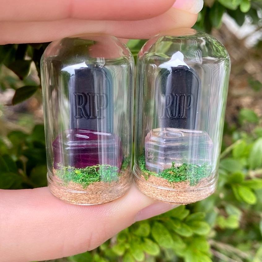 Mini fluorite Halloween terrariums| Tombstones| crystal carvings