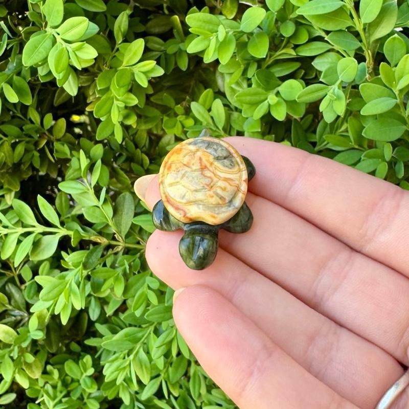 Crystal Turtle Carvings | Serpentine body With other Material Shells