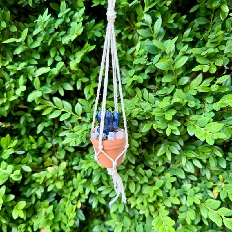 Macrame Crystal Cactus Rear View Car Hanger| Hand Made| Crystals