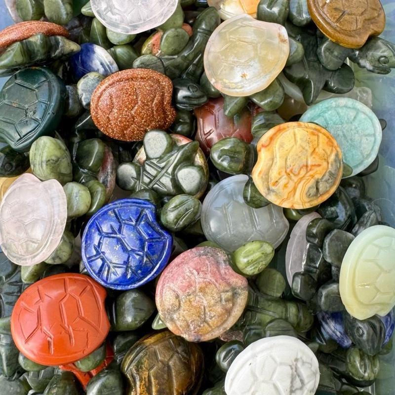 Crystal Turtle Carvings | Serpentine body With other Material Shells