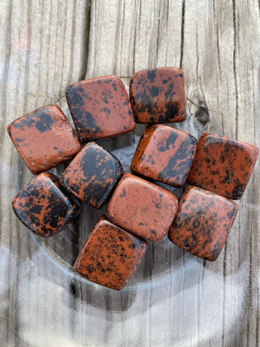 Mahogany Obsidian Cubes- Red Tumbled Obsidian