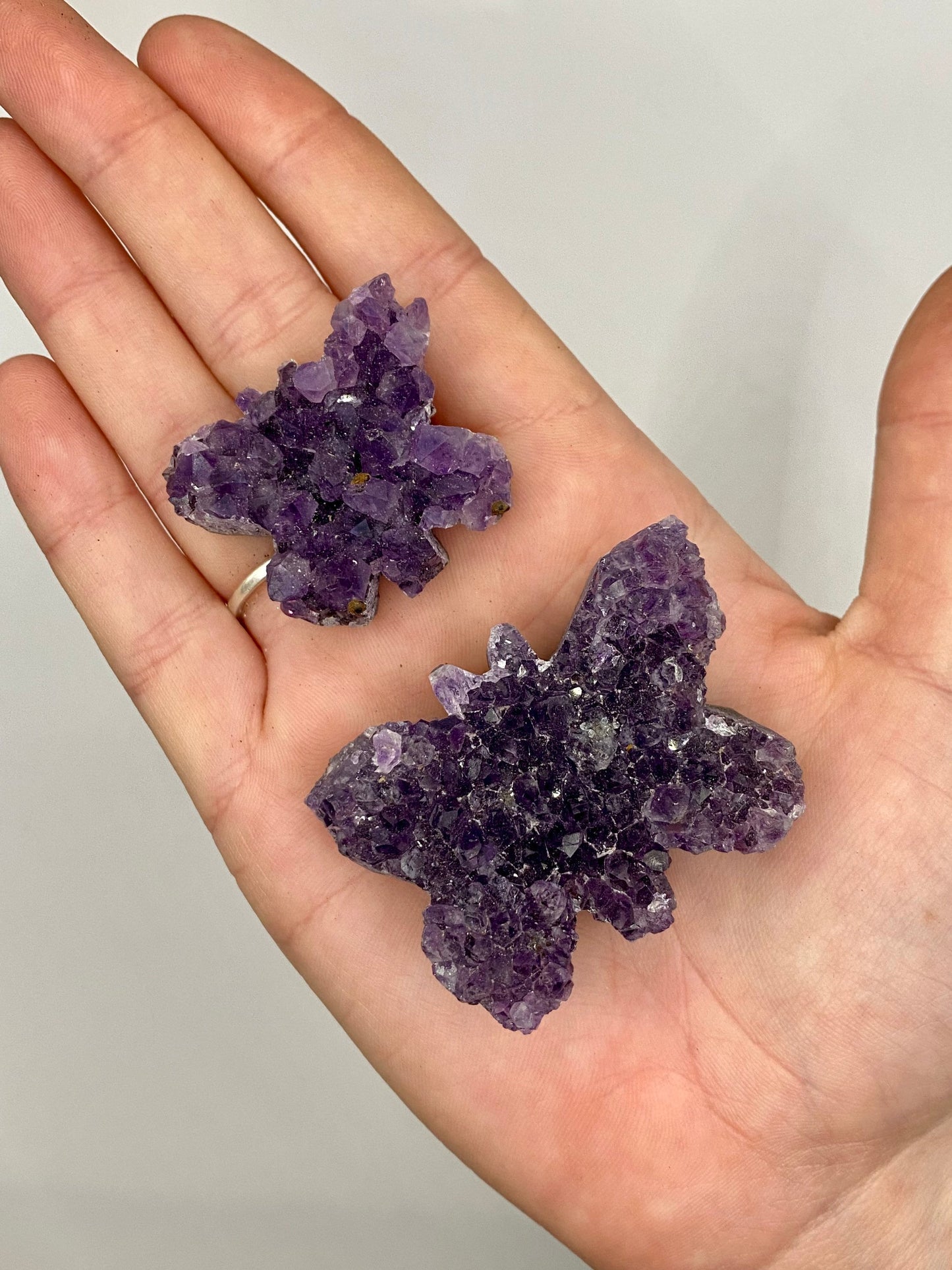 Amethyst Geode Butterflies and Hearts| Choose your size| Crystals