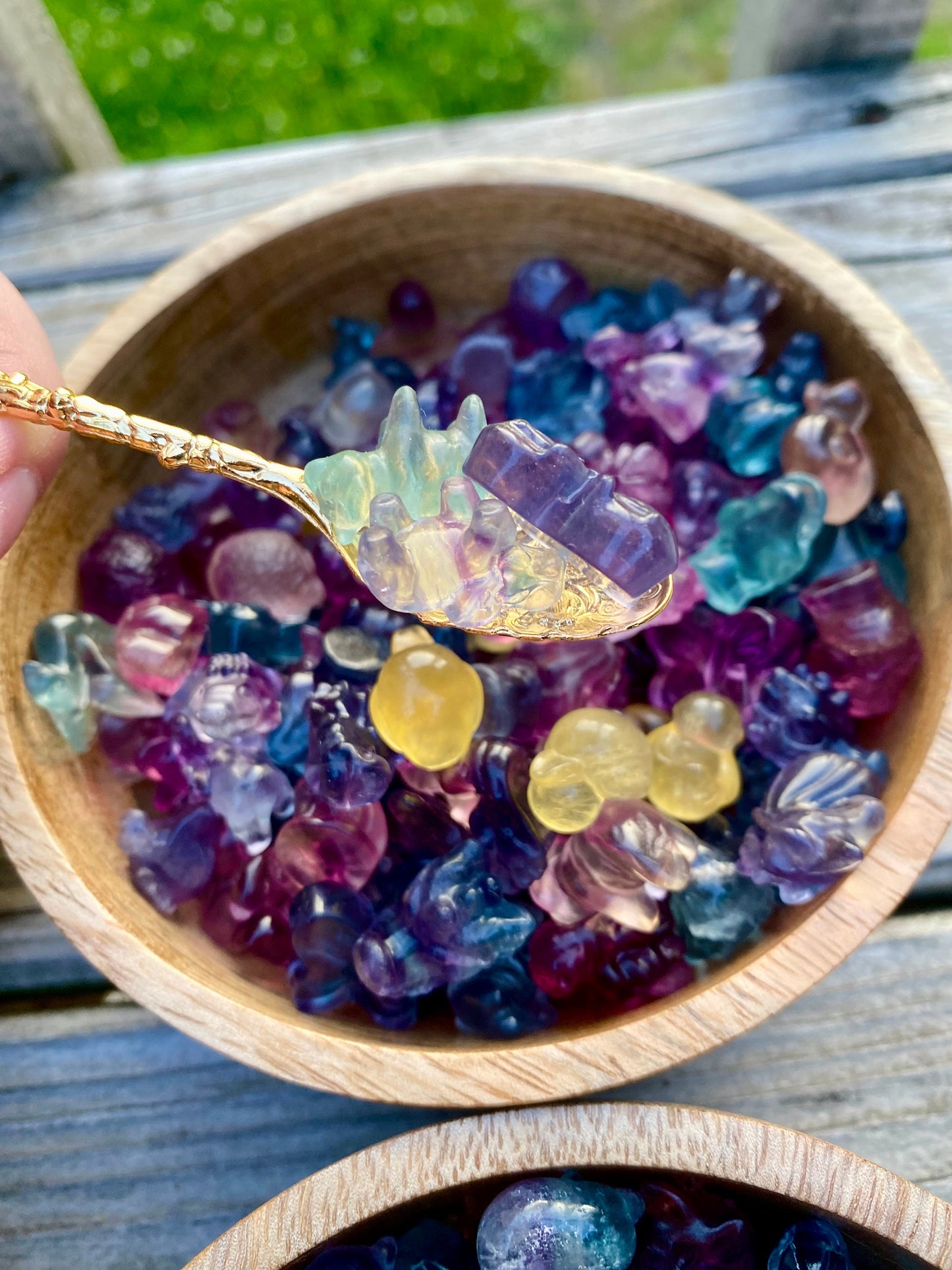 Mini Fluorite Carving Confetti| Crystal Spoon Included