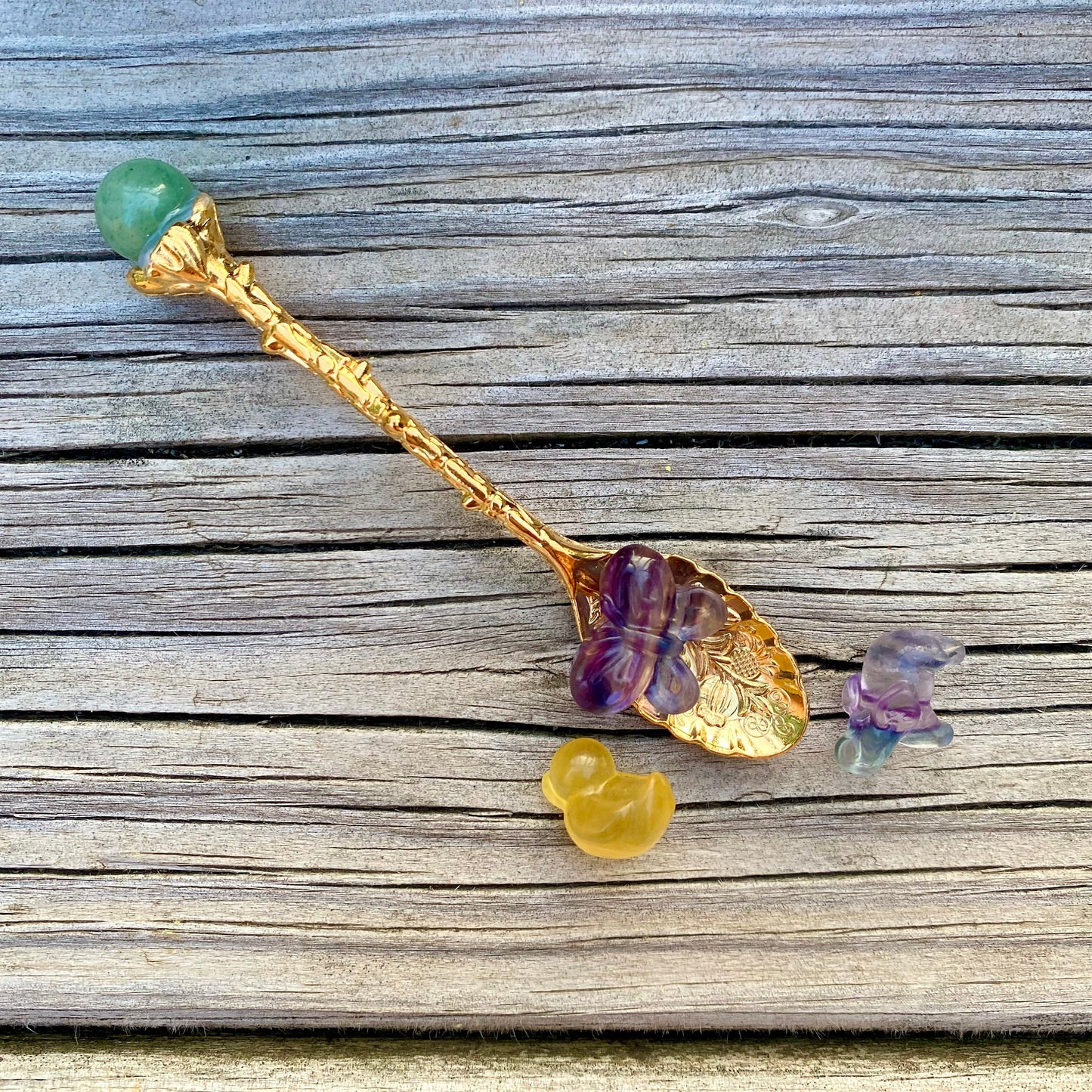 Mini Fluorite Carving Confetti| Crystal Spoon Included