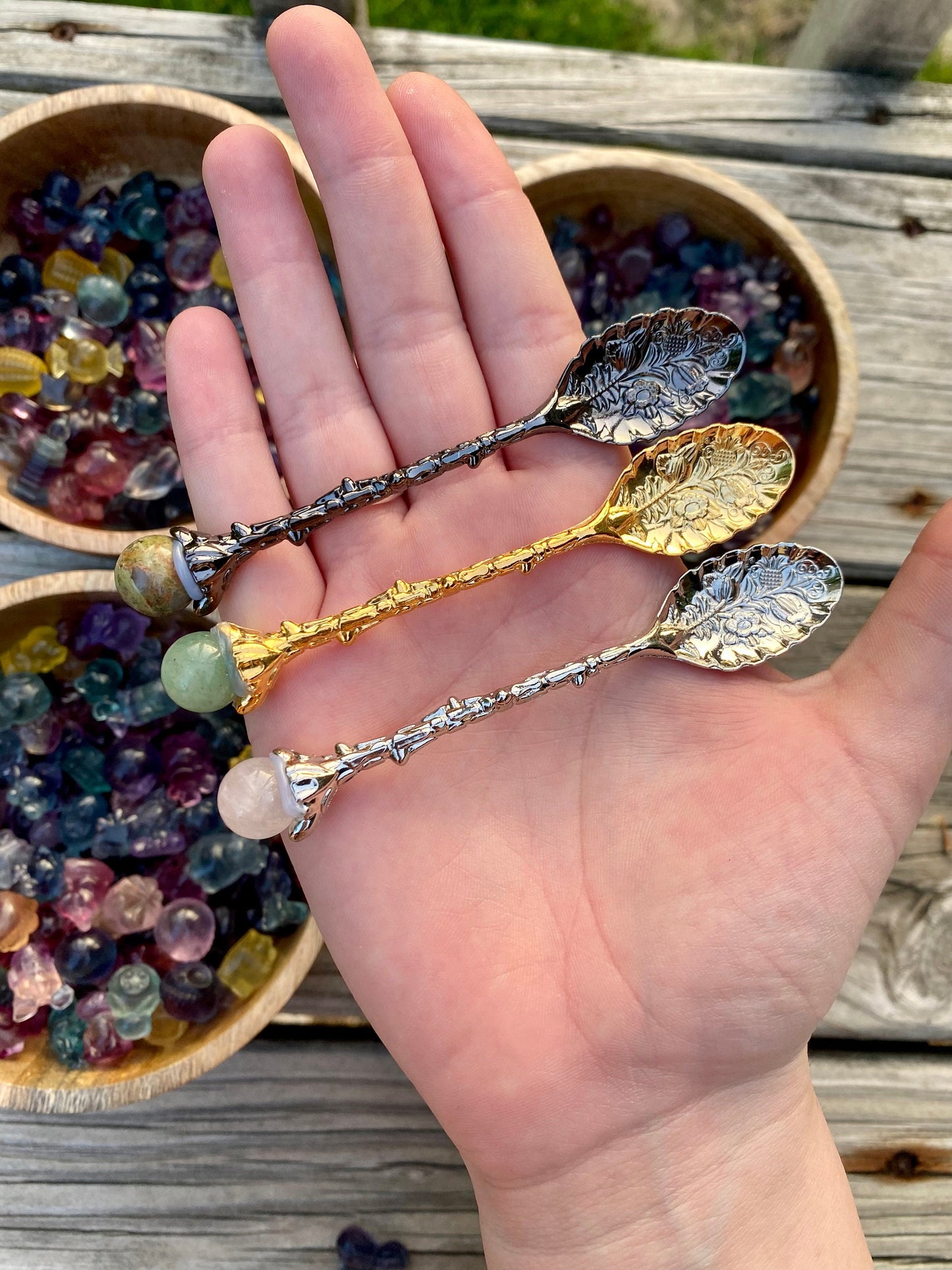 Mini Fluorite Carving Confetti| Crystal Spoon Included