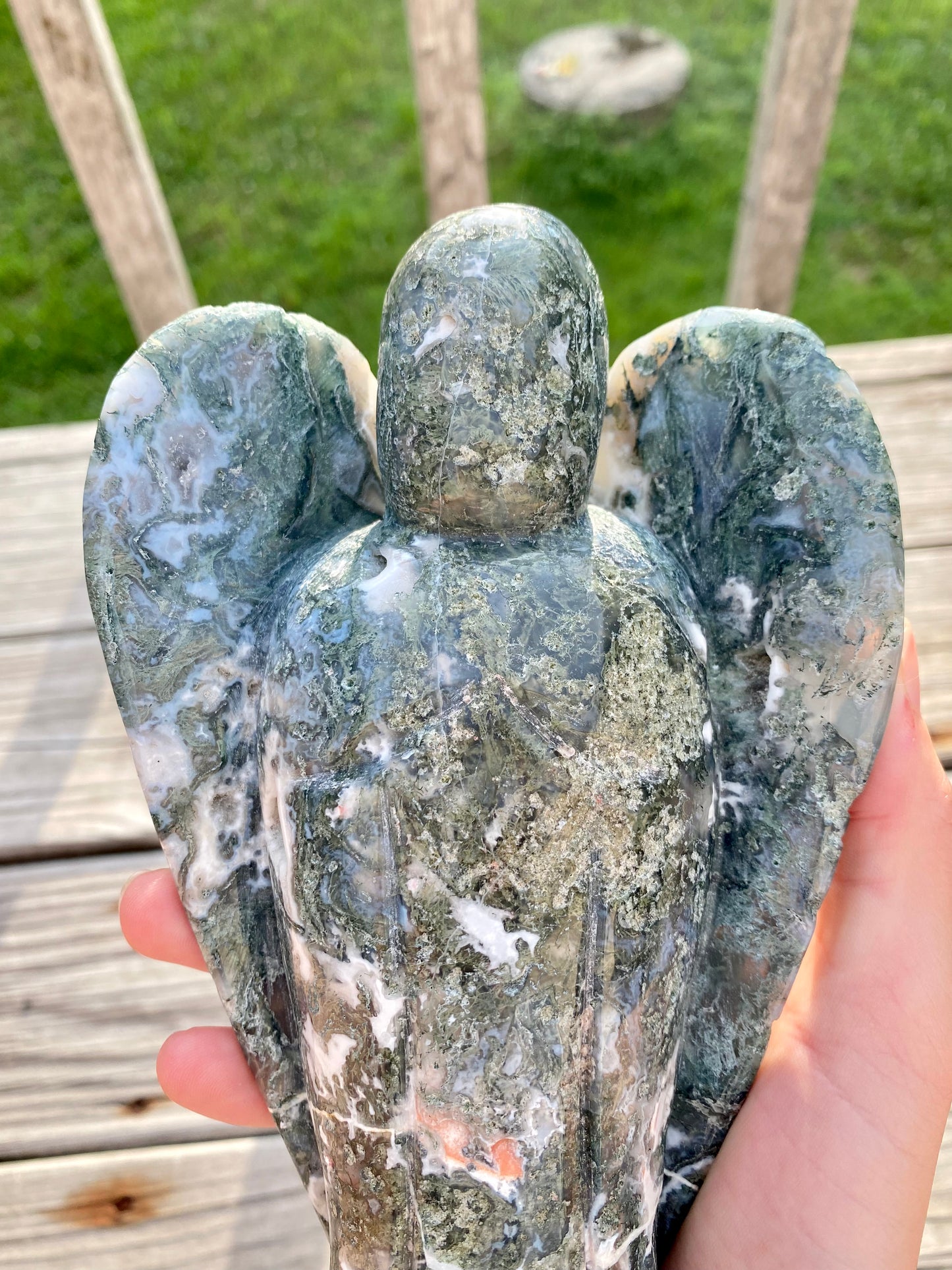 Large Moss Agate Angel