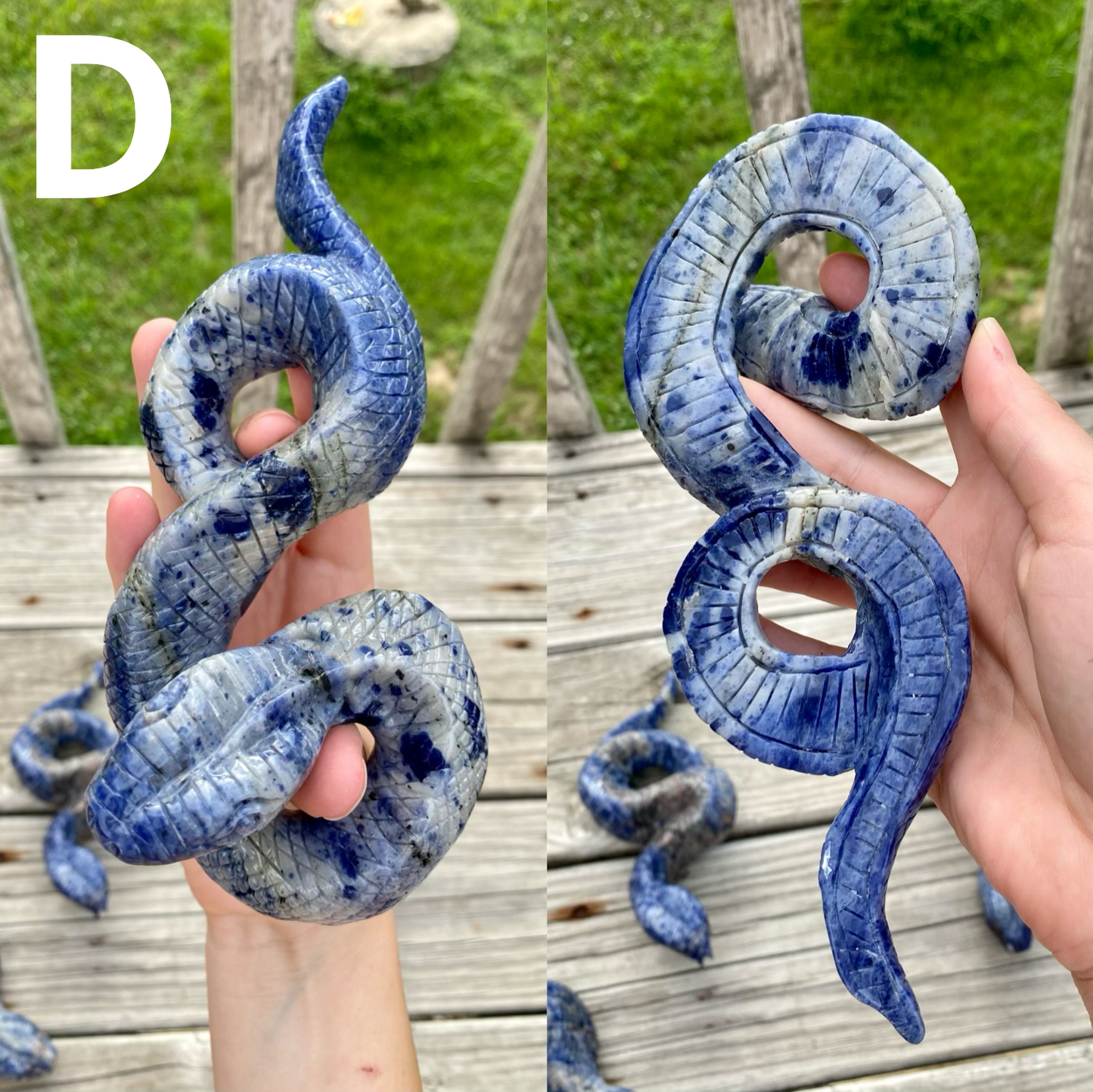 Sodalite Snake Carvings