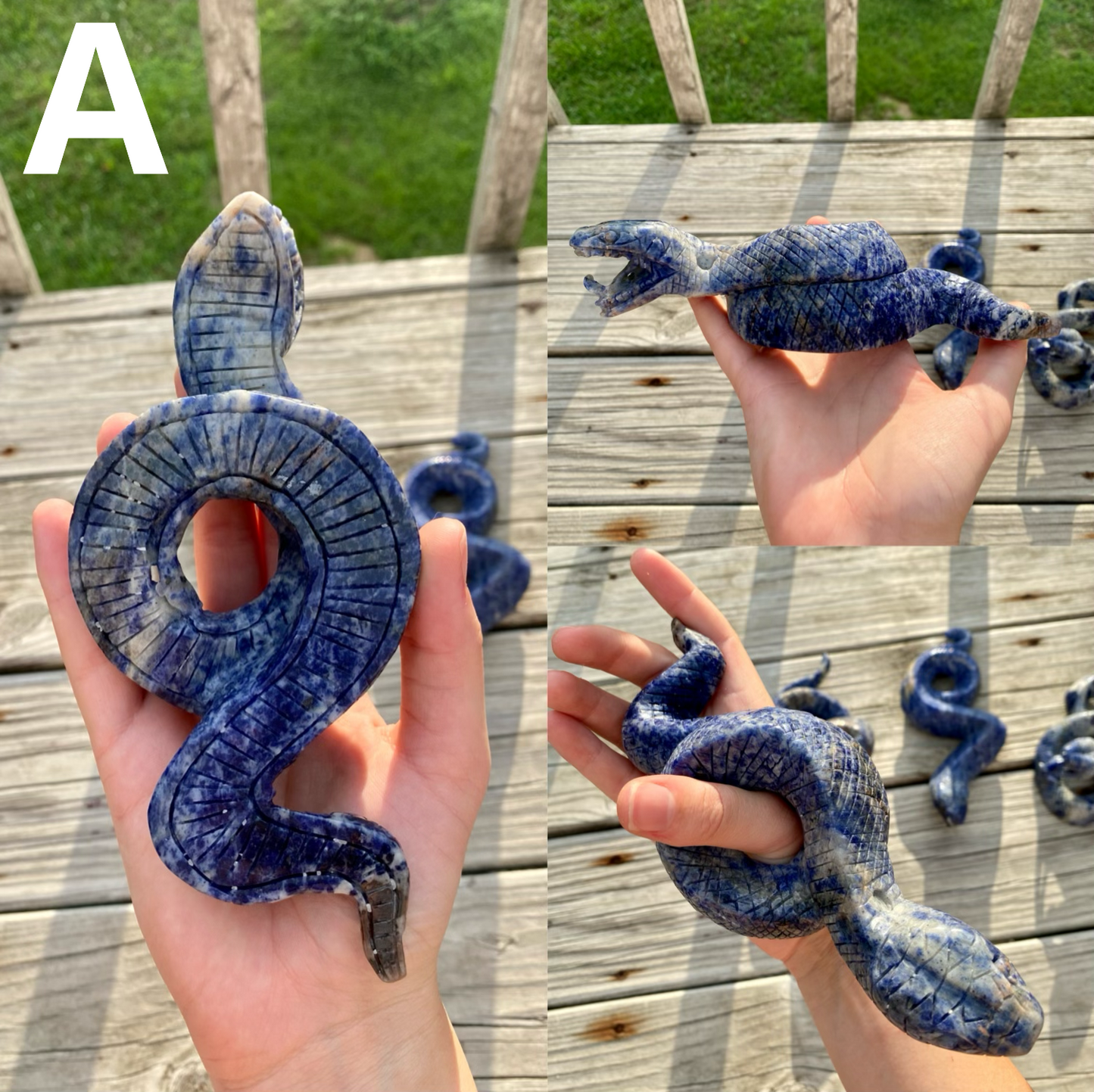 Sodalite Snake Carvings