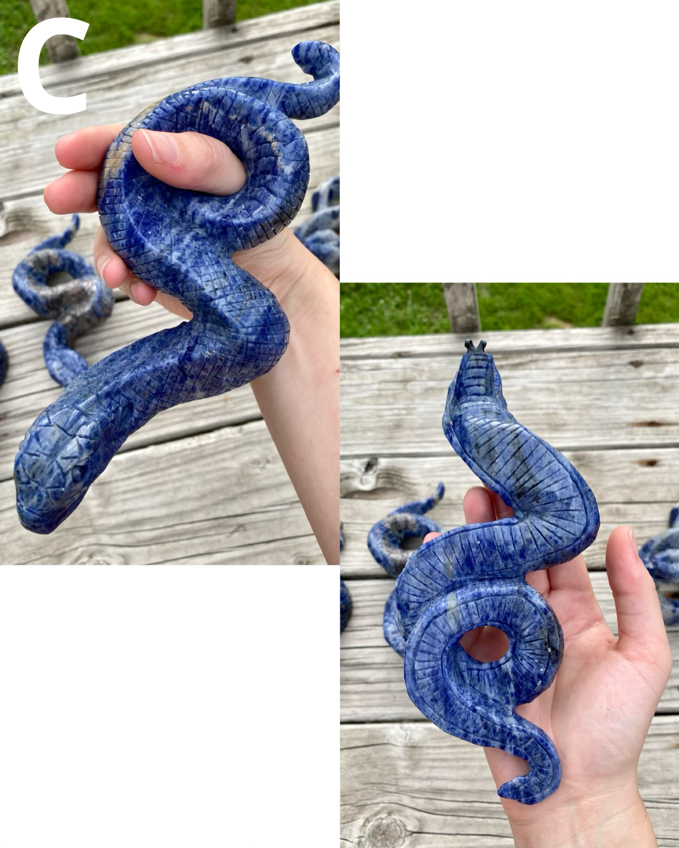 Sodalite Snake Carvings