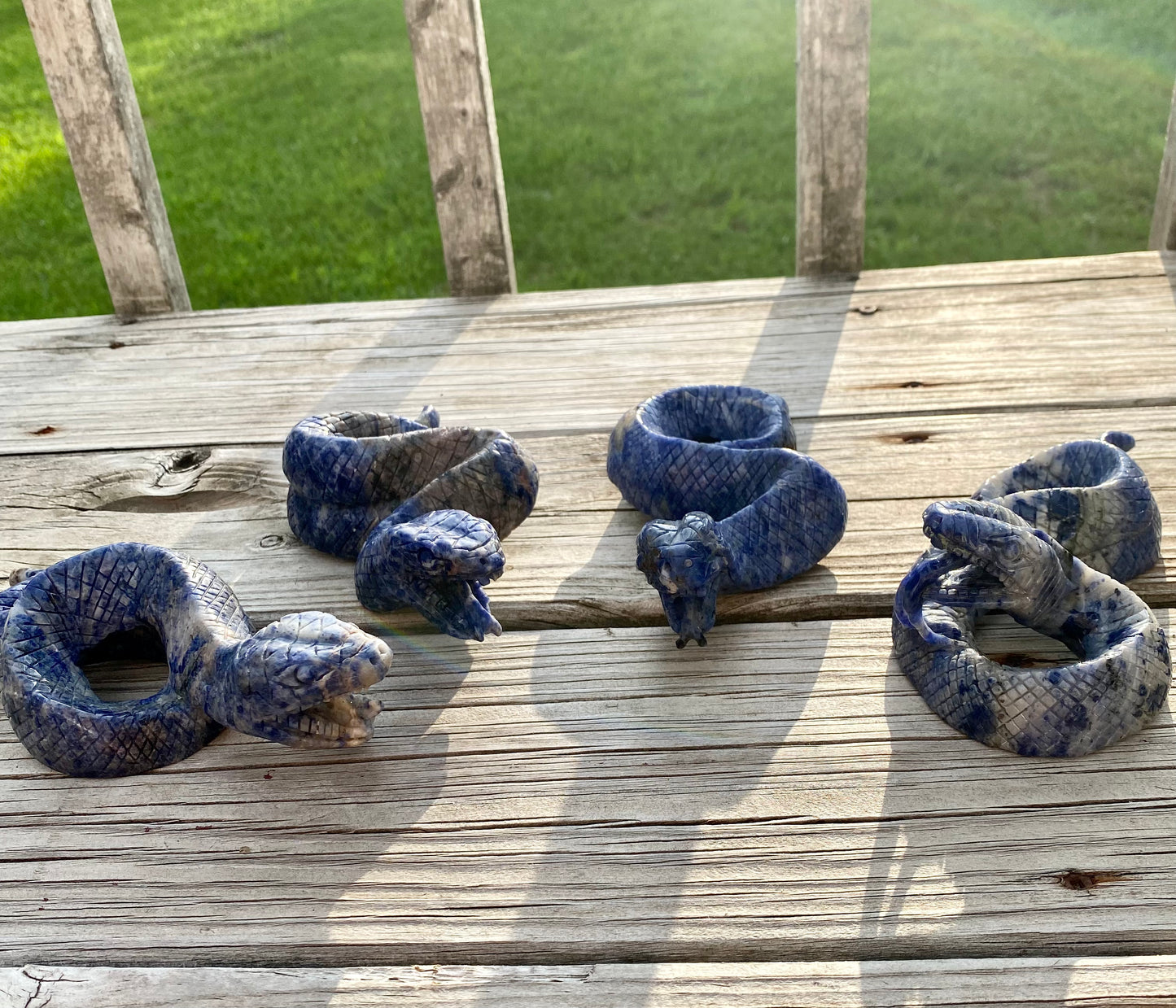 Sodalite Snake Carvings