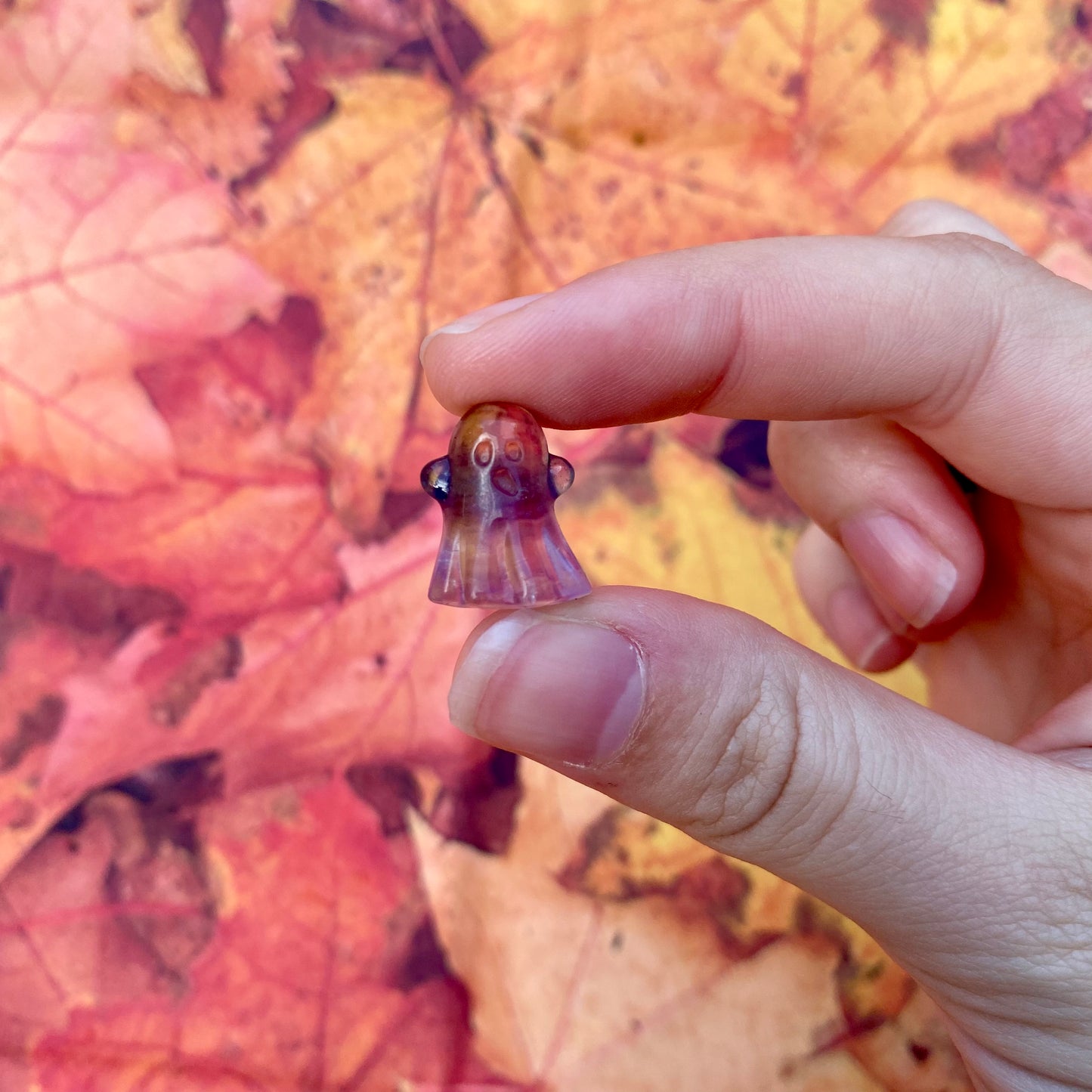 Mini Rainbow Fluorite Ghost Carving