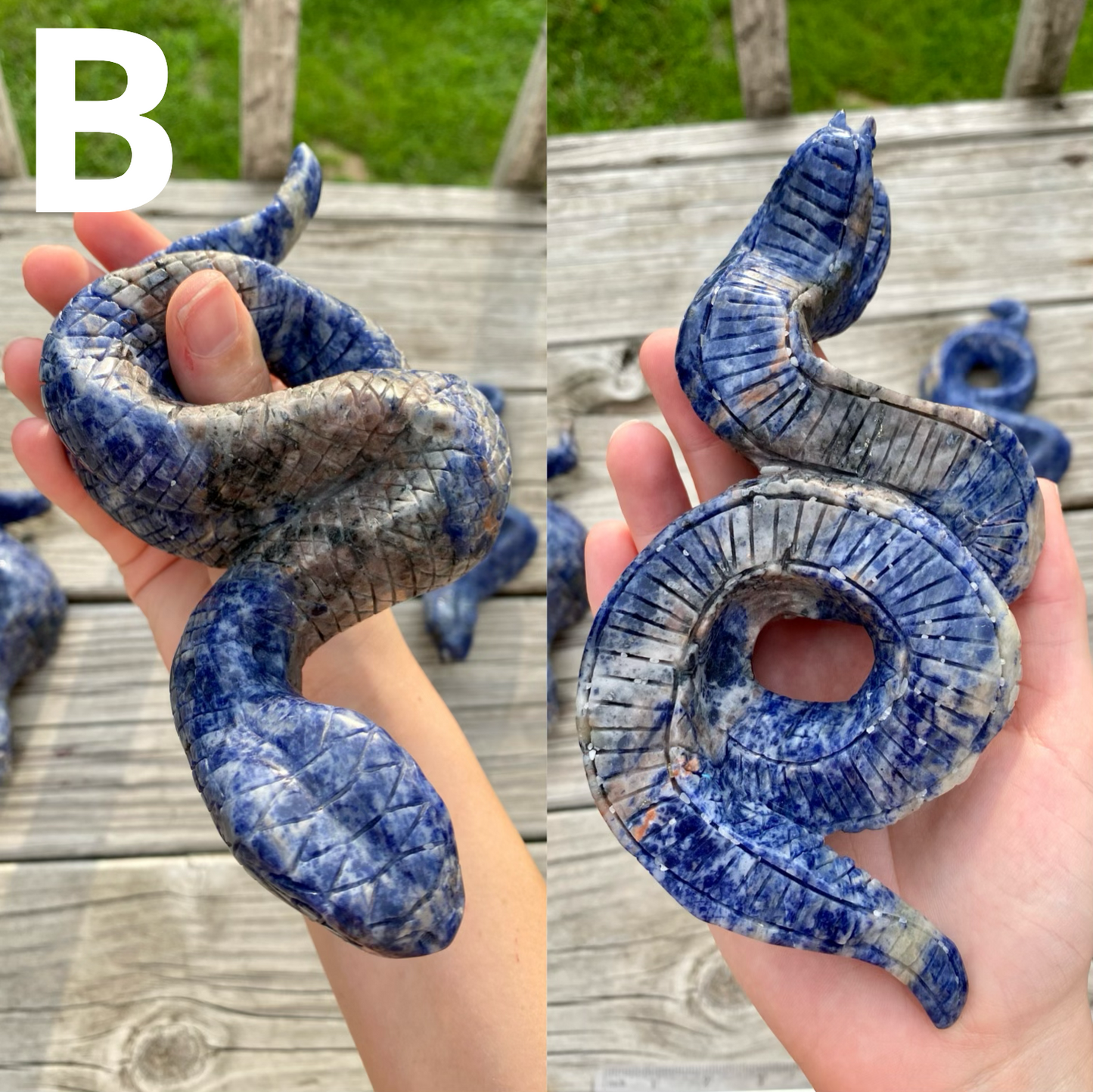 Sodalite Snake Carvings