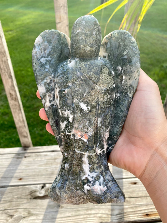 Large Moss Agate Angel