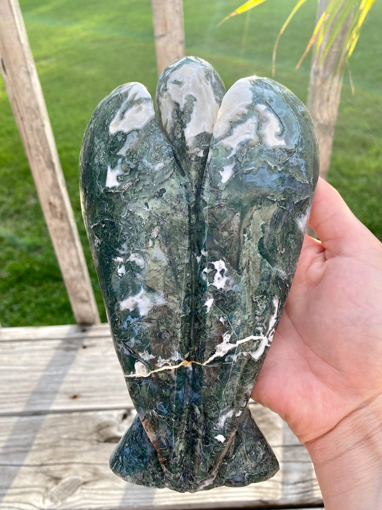 Large Moss Agate Angel